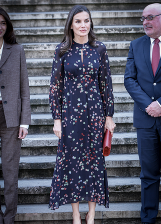 Queen Letizia of Spain visits an exhibition about Spanish Humanist Nebrija at the National Library on March 22, 2023 in Madrid, Spain