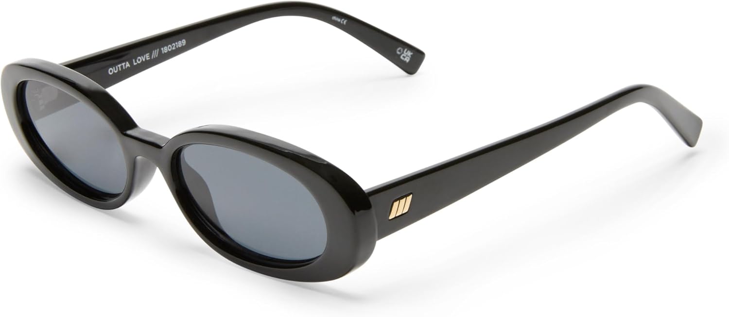 Le Specs Outta Love Sunglasses - Black, Oval, Unisex, Micro 90s Sleek Style