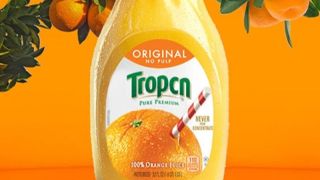 Tropicana juice bottle saying Tropcn