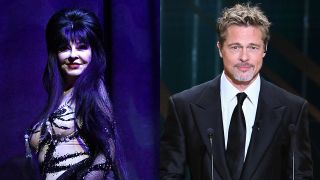 Elvira performing and Brad Pitt accepting an award.