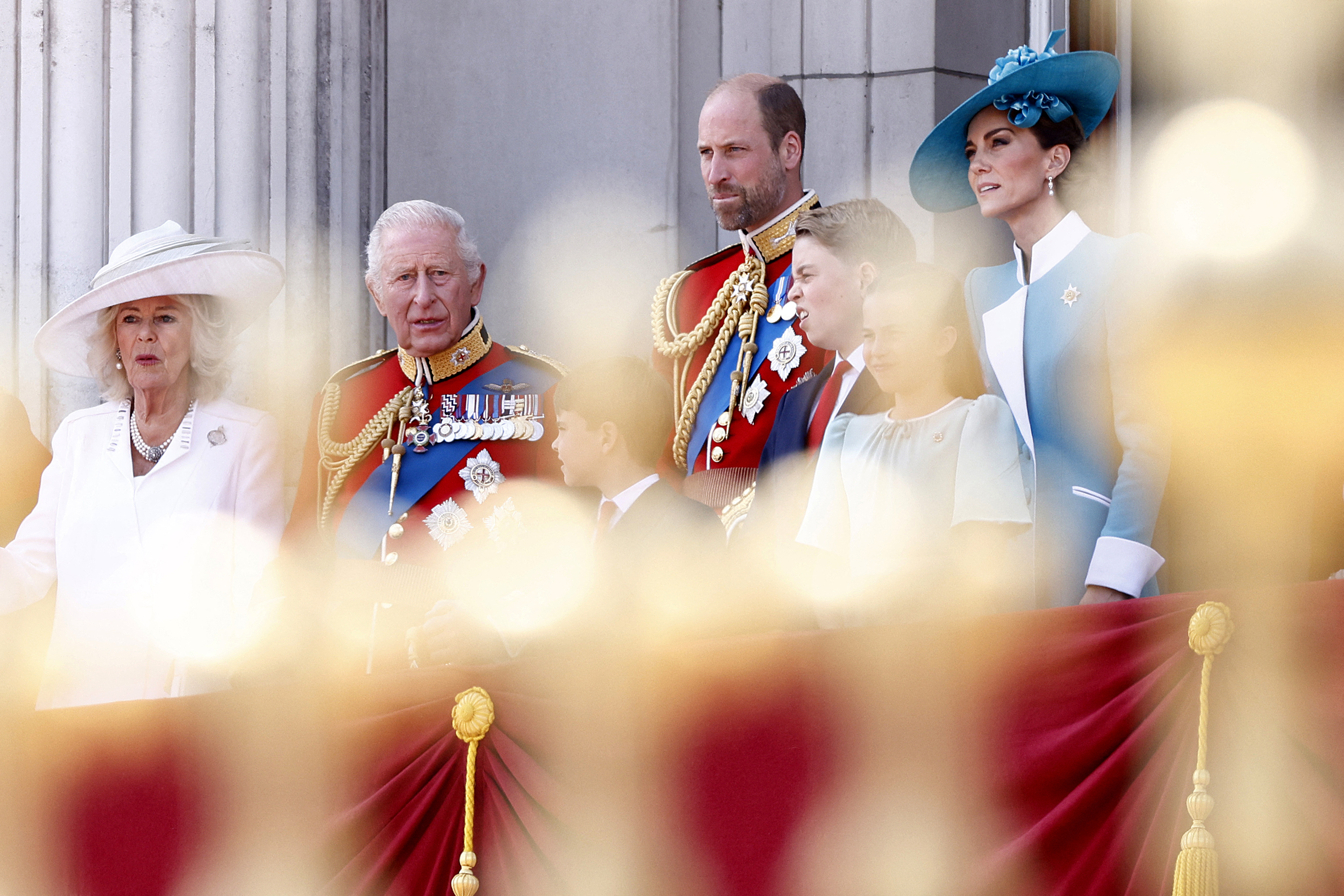 The Royal Family attends Trooping the Colour, and Kate Middleton wears an aquamarine coat dress