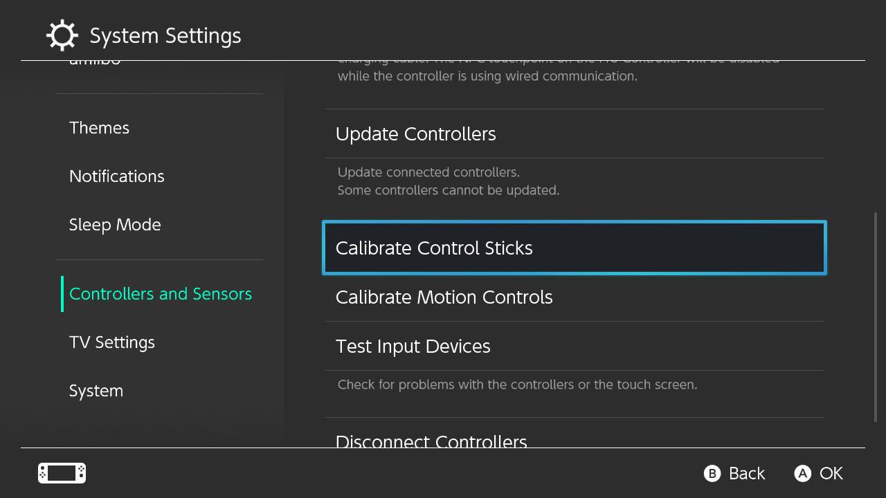 Nintendo Switch Joy-Con system settings