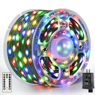 a plastic roll of multi-color fairy lights 