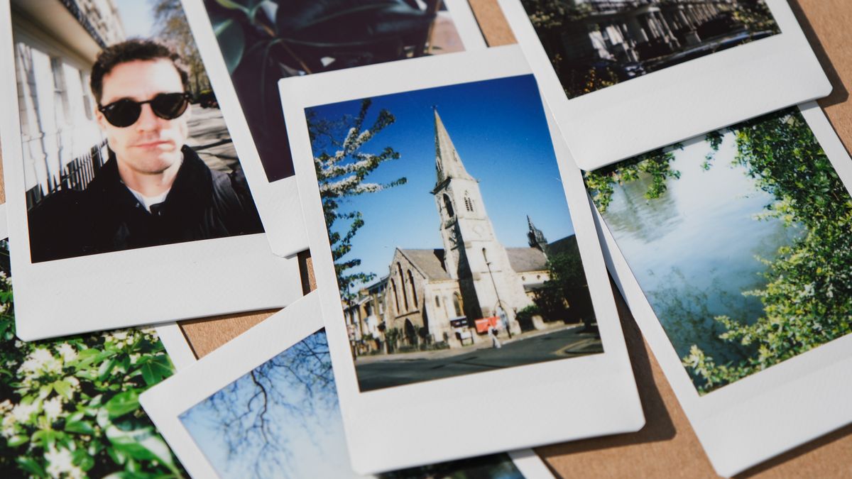 Fujifilm Instax Mini prints stacked on top of one another