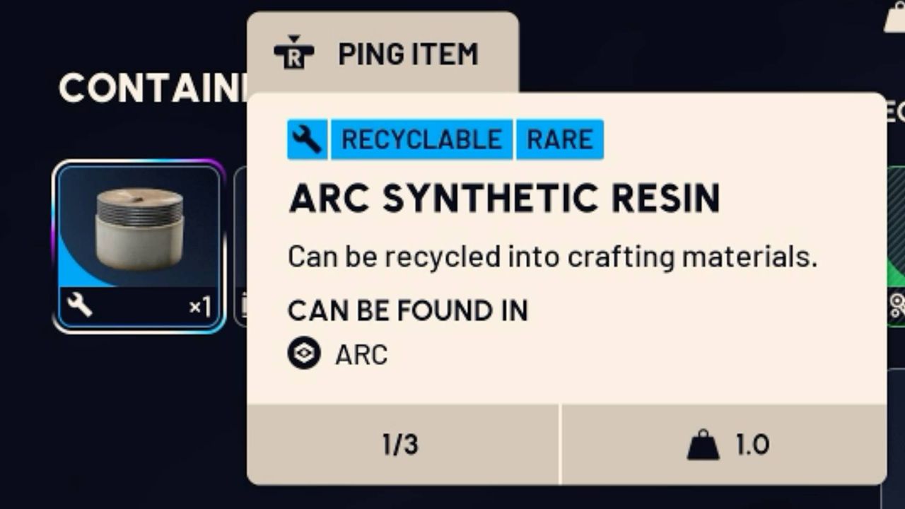 Where to find arc resin in Arc Raiders
