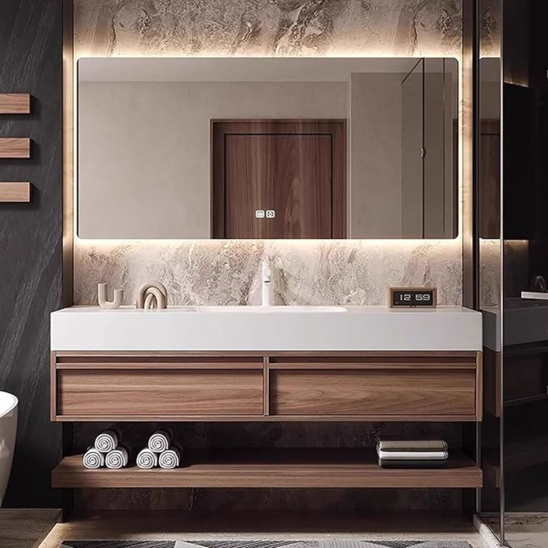 Nuvroa Bathroom Vanity Cabinet with Smart Mirror Set