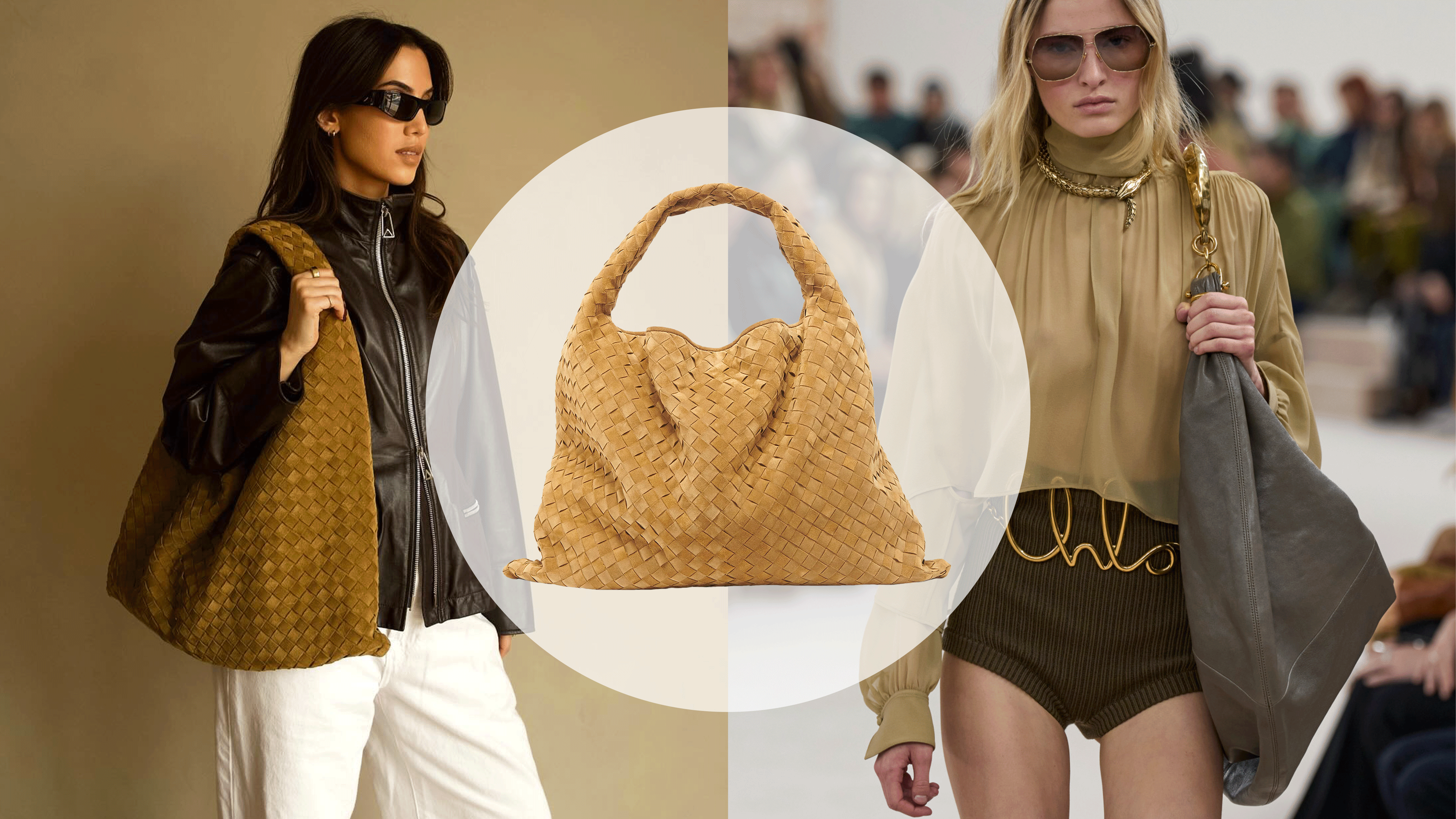 women carry large slouchy handbags from Bottega Veneta and Chloé