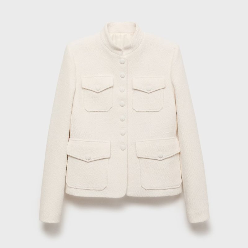 Mango Boucl&amp;eacute; Jacket with Pockets
