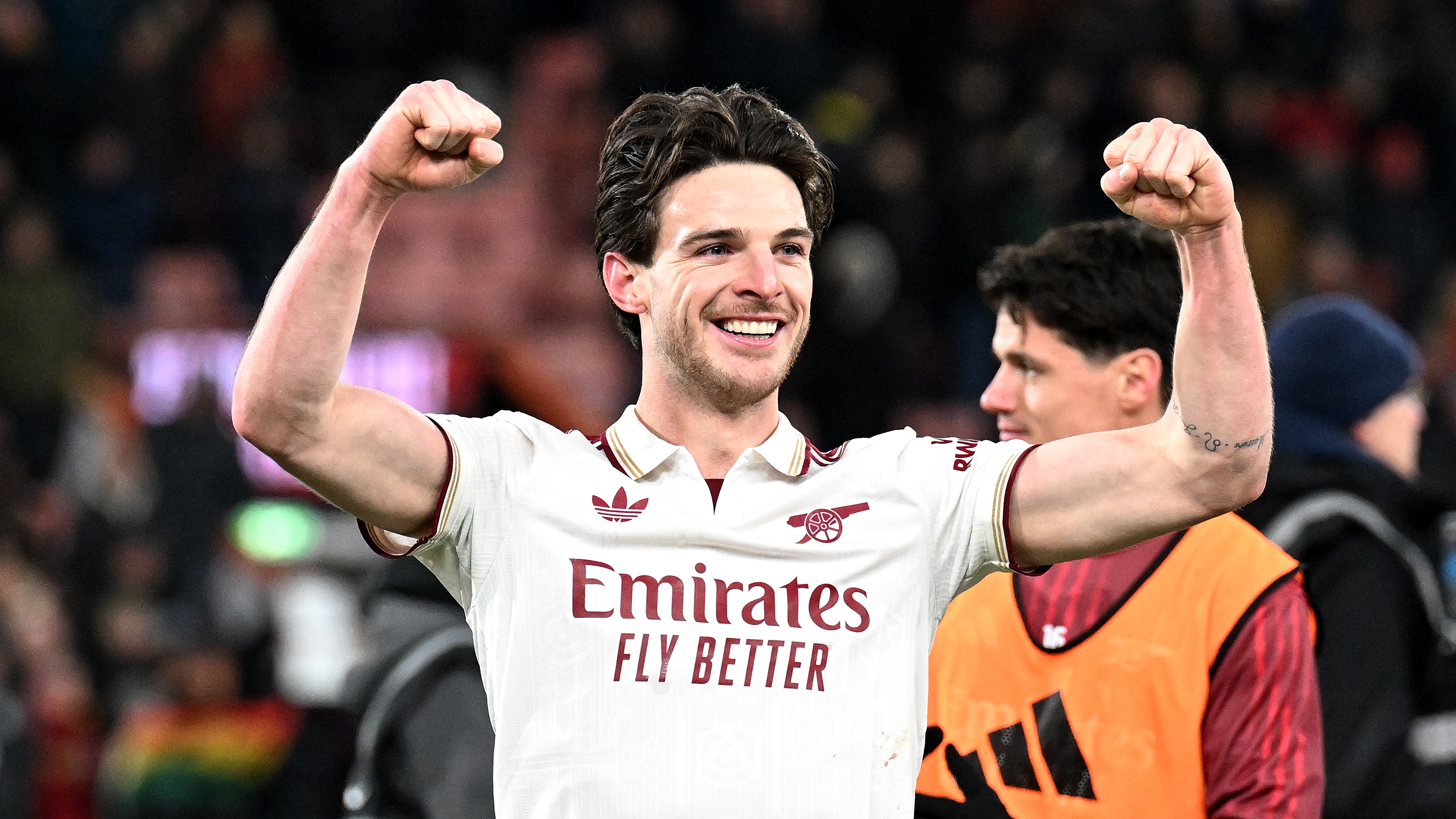 Declan Rice of Arsenal celebrates after the Premier League match between Bournemouth and Arsenal at Vitality Stadium on January 03, 2026. 