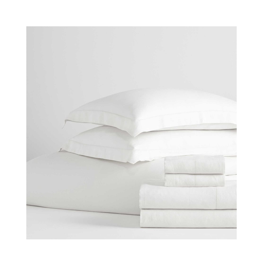 white belgian linen bedding set