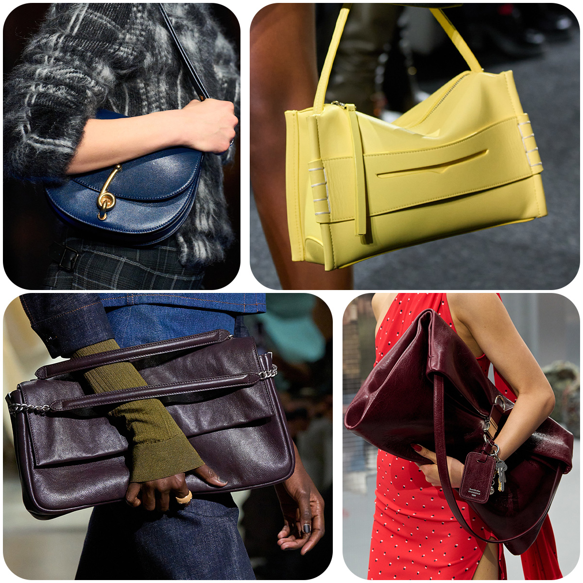 Collage of different handbag color trends