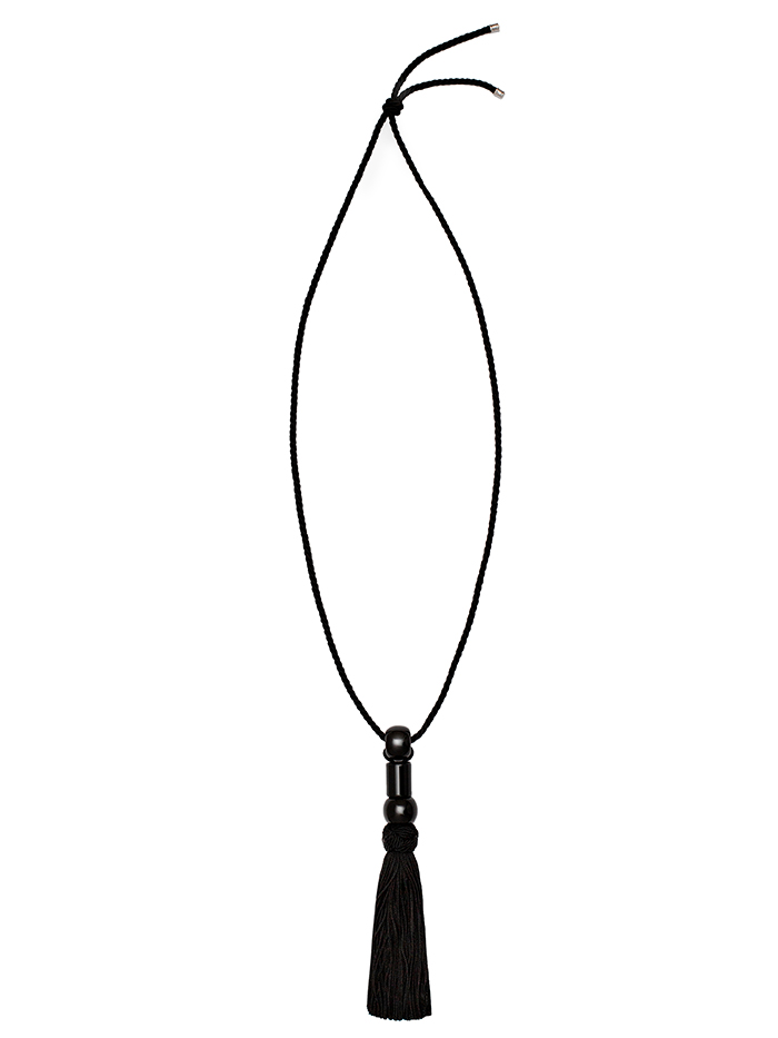 Le Sundial, Trinity Onyx Tassel Necklace