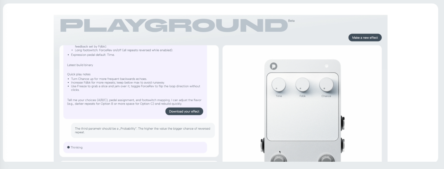 Polyend Playground text-to-effect generator
