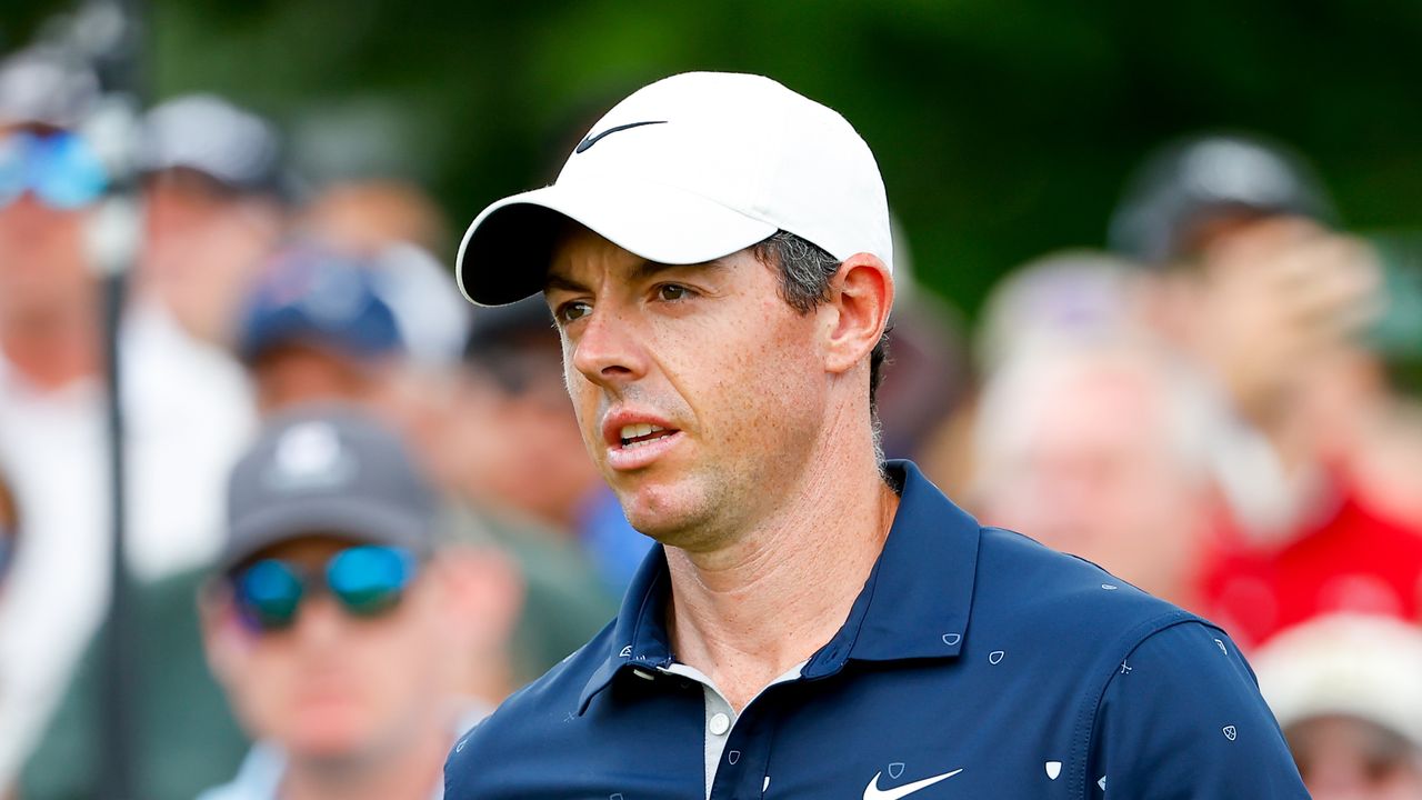 Rory McIlroy walks fairway