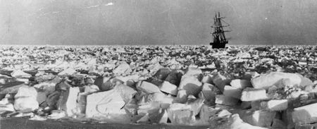 HMS Endurance trapped in the Antarctic ice