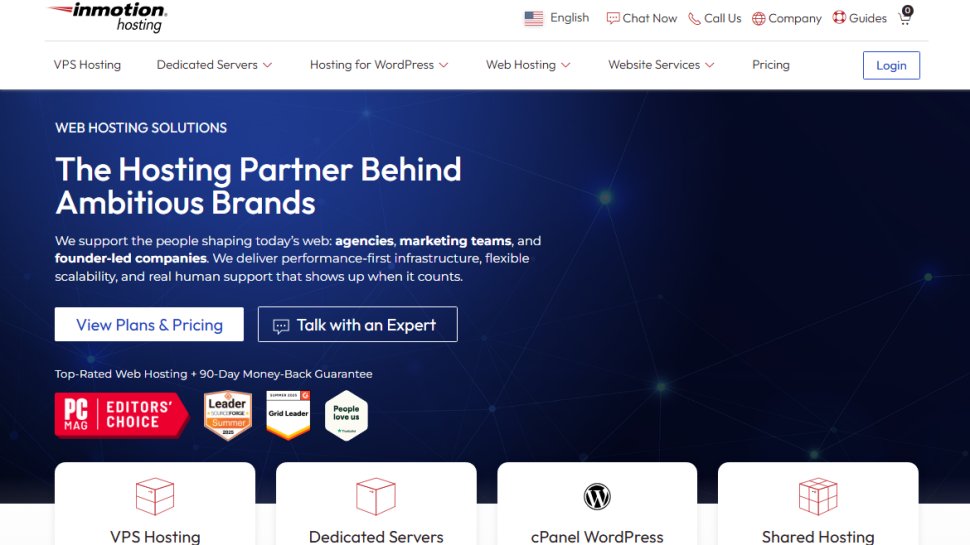 Website screenshot of InMotion Hosting (August, 2025)