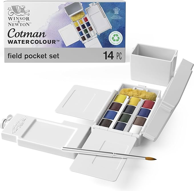 A travel kit with watercolors in it