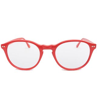 Red framed eyeglasses for colorful glasses trends