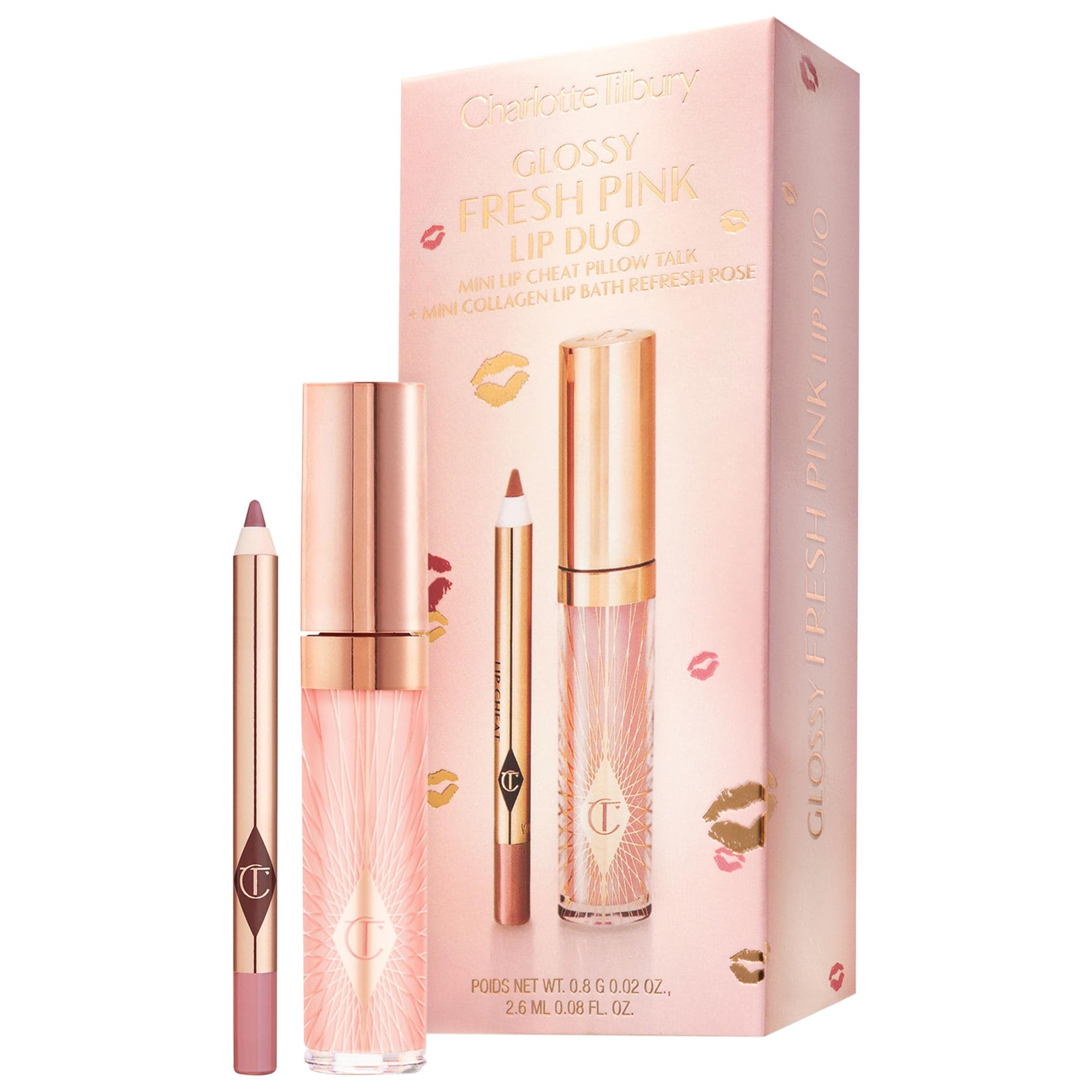 Mini Glossy Pink Lip Gloss + Lip Liner Set - Fresh Pink