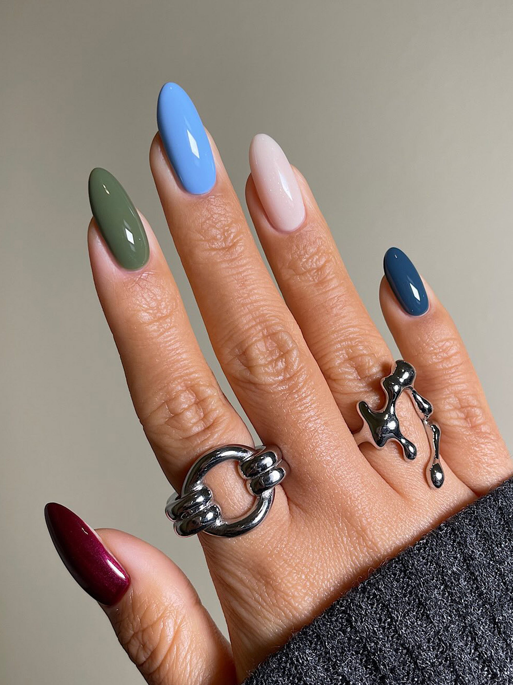 Winter skittle manicure by San Sung Kim