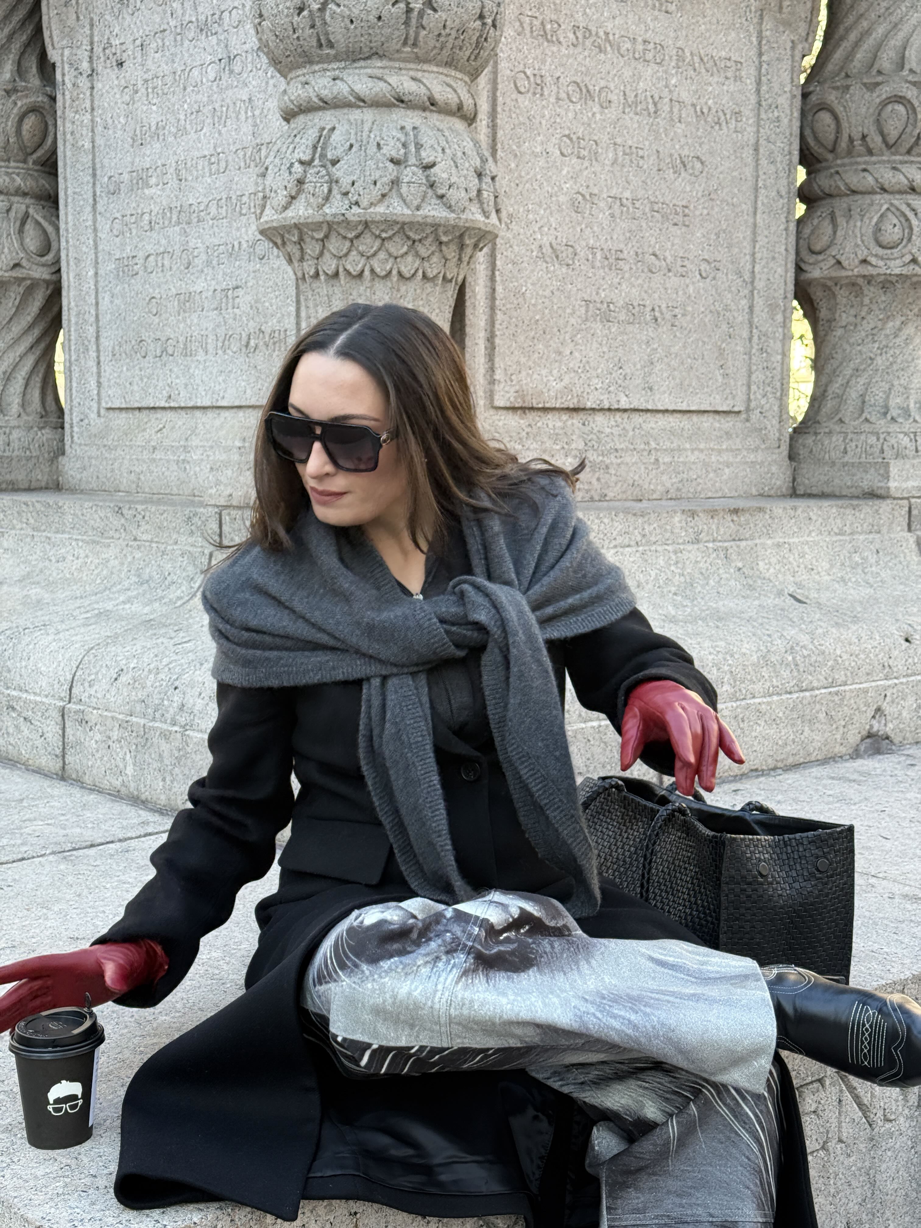 Bella Gerard wearing statement gloves