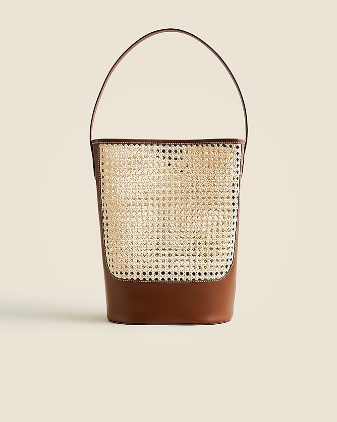 Berkeley Bucket Bag in Faux Raffia and Leather