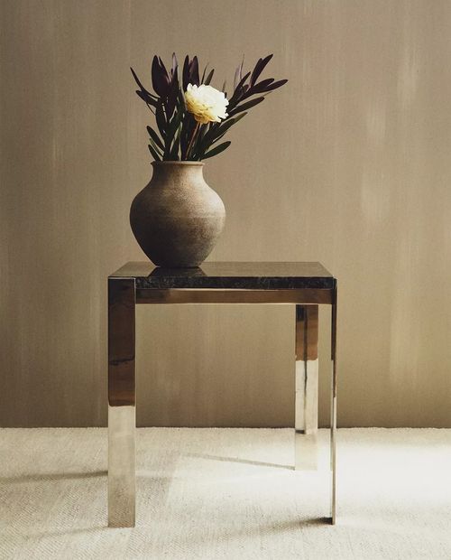 Sleek Marble Metal Side Table