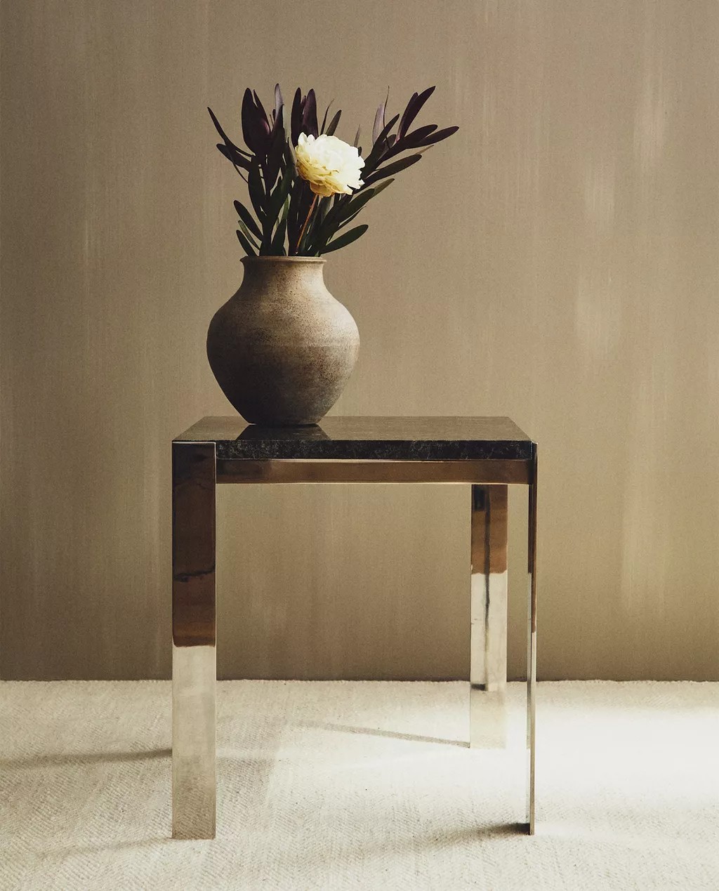 Sleek Marble Metal Side Table