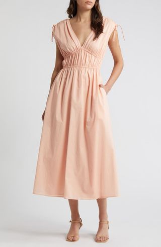 Gathered Sleeveless Midi Dress