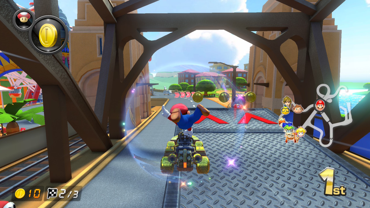 Mario winning race in Mario Kart 8 Deluxe