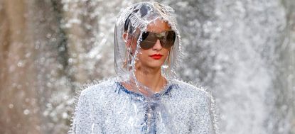 Plastic fashion: Plastic coat on show at the Chanel catwalk show