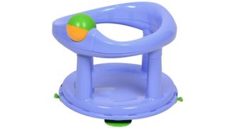 image of a blue upright baby bath seat