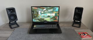 Origin EON17-X v2 gaming laptop resting on desk