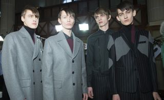 male models wearing grey and black suits from the Kris Van Assche AW2015