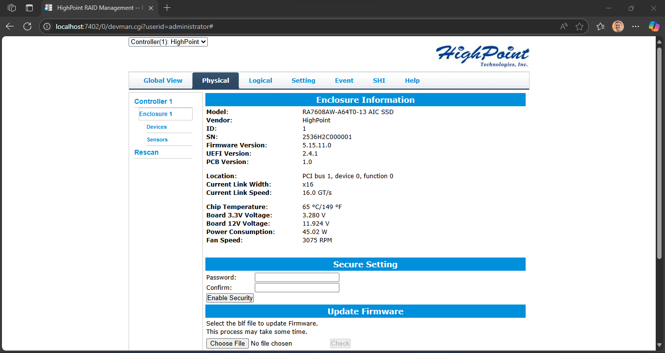 HighPoint RocketAIC 7608AW