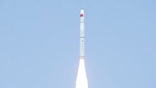A Chinese Long March 11 rocket lifts off from the Jiuquan Satellite Launch Center in China's Gobi Desert on Sept. 19, 2019, carrying five Zhuhai-1 Group-3 remote-sensing satellites into orbit. 