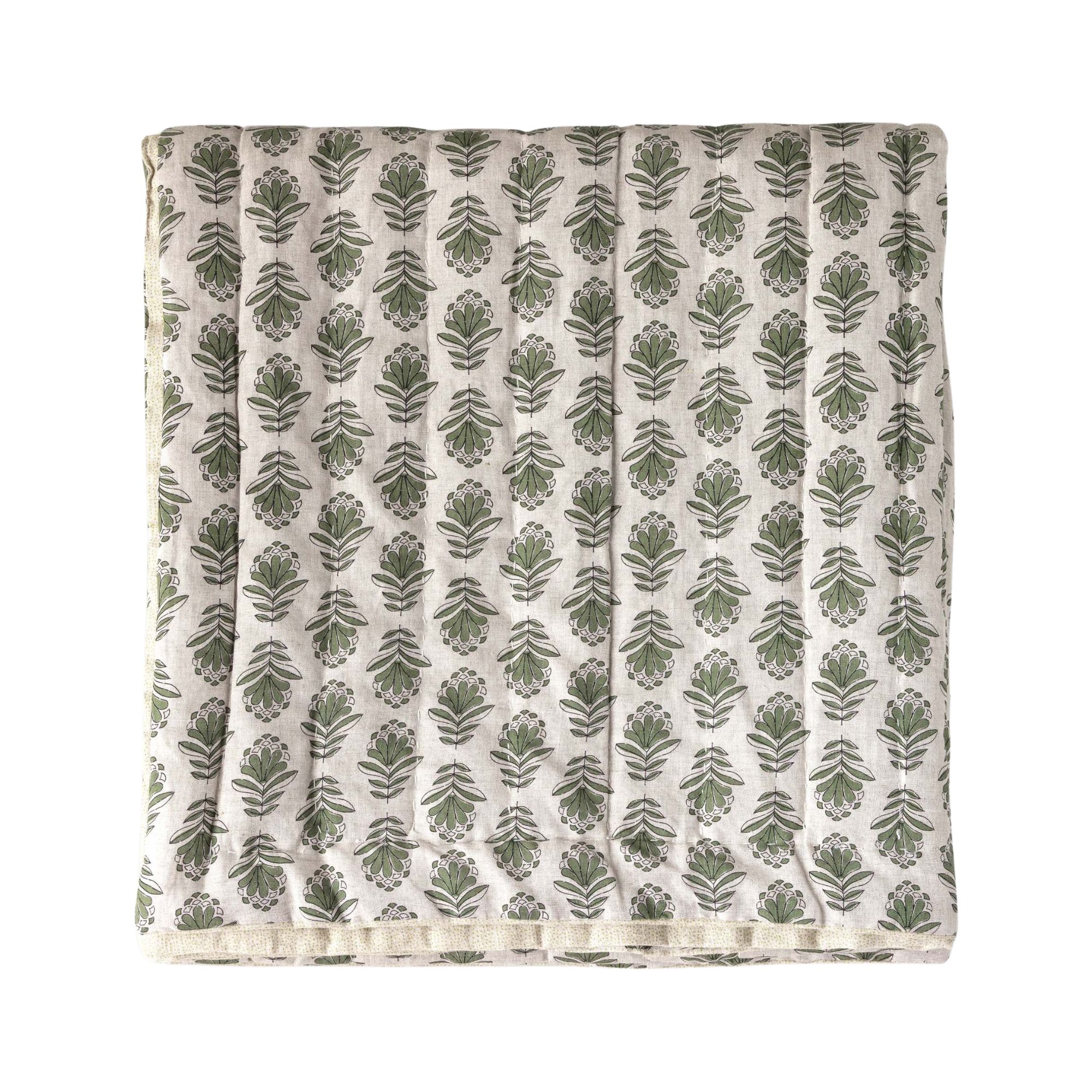 Lulu &amp;amp; Georgia, Pippa Linen Cotton Quilt (Forest Green)