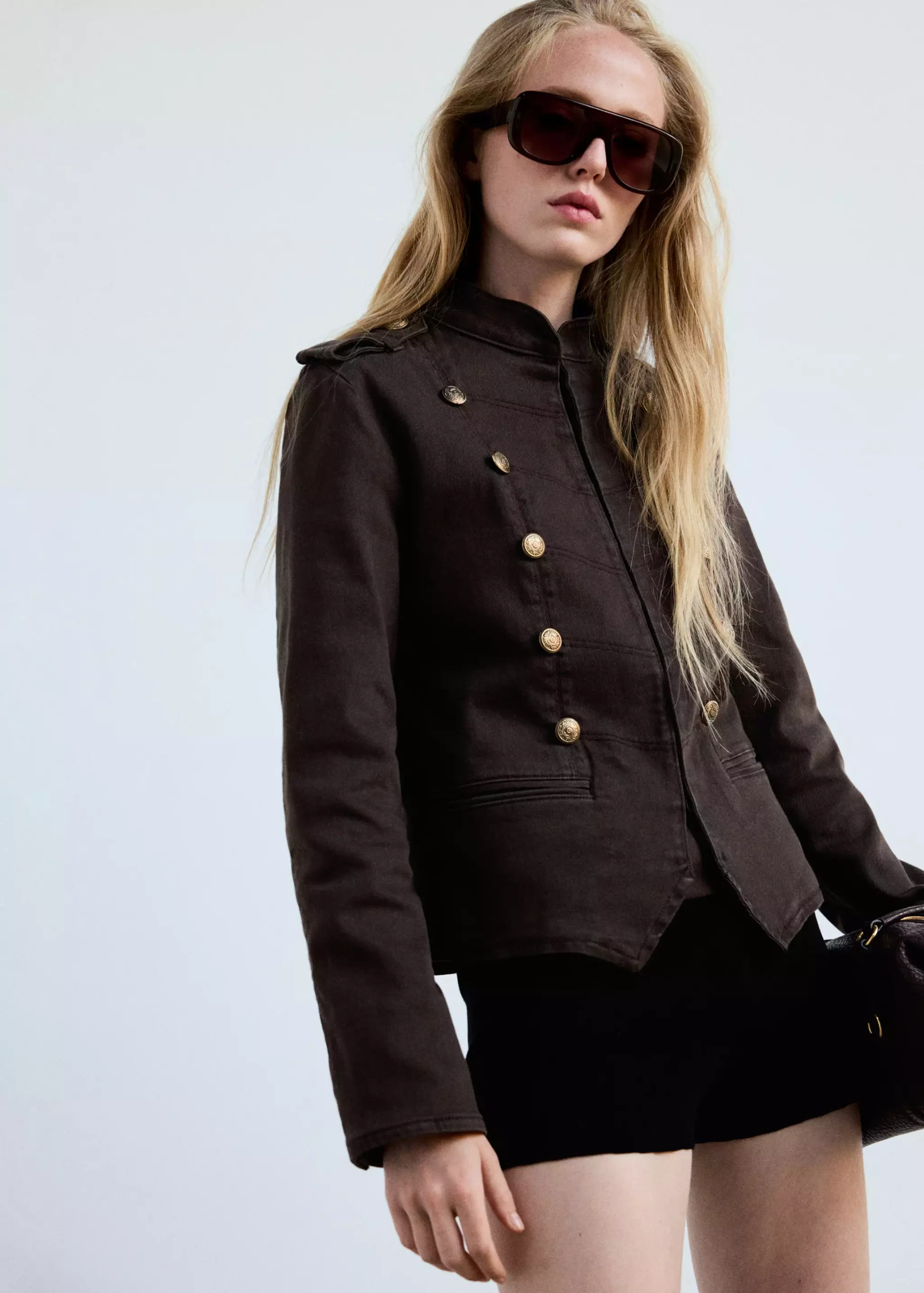 Denim Jacket With Band Collar - Women | Mango Usa