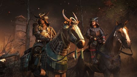 A screenshot showing Yasuke on horseback in Assassin's Creed Shadows