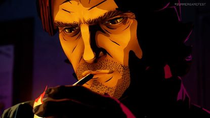 Bigby Wolf smokes a cigarette