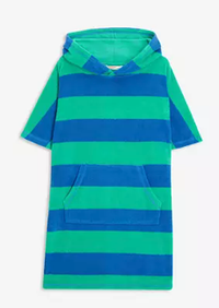 John Lewis ANYDAY Kids' Striped Towelling Poncho, Blue/Green - Was £13.44-£15.36 NOW £11.20-£12.80 - save 20% | Johnlewis.com
This popular swim towel poncho is flying off the shelves, with ages 3-4 and 4-5 years still in stock, but you'd better be quick. 
Made from 85% cotton and !5% polyester. Machine washable, this timeless style is perfect to throw over your little one and keep them warm while they dry off after getting out of the pool or sea.