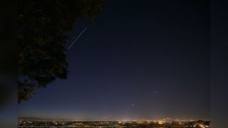 Planets Jupiter, Venus, Mars and Saturn shine with the International Space Station above Rome in the predawn hours on April 27, 2022.