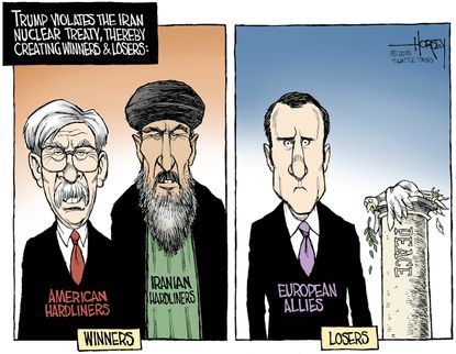 Political cartoon U.S. Trump Iran Deal winners losers
