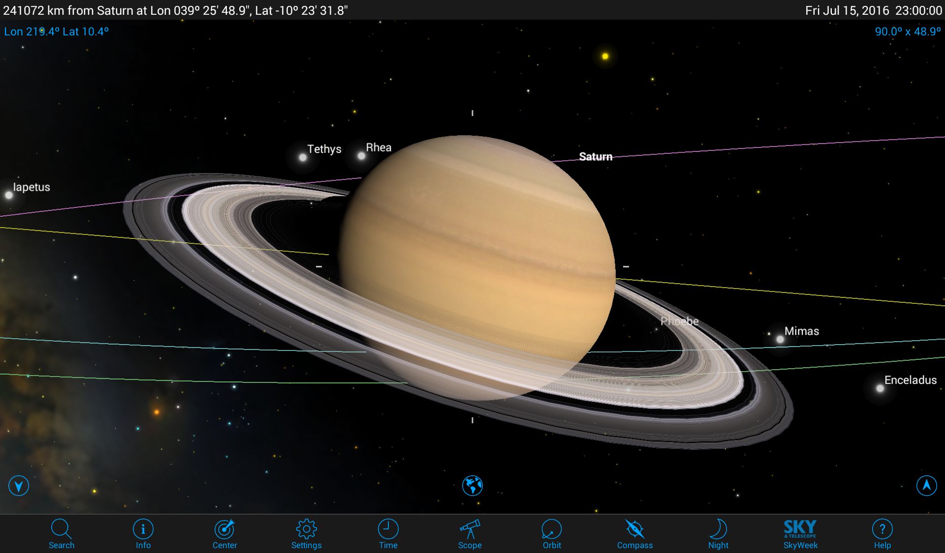 Exploring the Realm of Saturn with Mobile Astronomy Apps Space