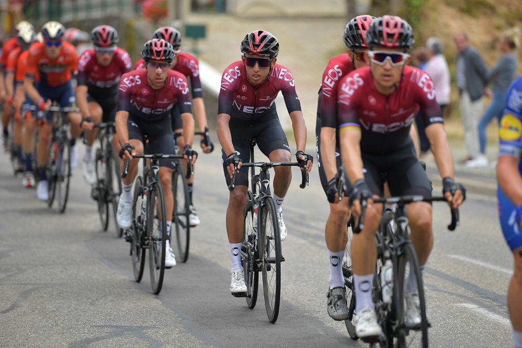 Egan Bernal in the bunch during stage 6 at the Tour de France