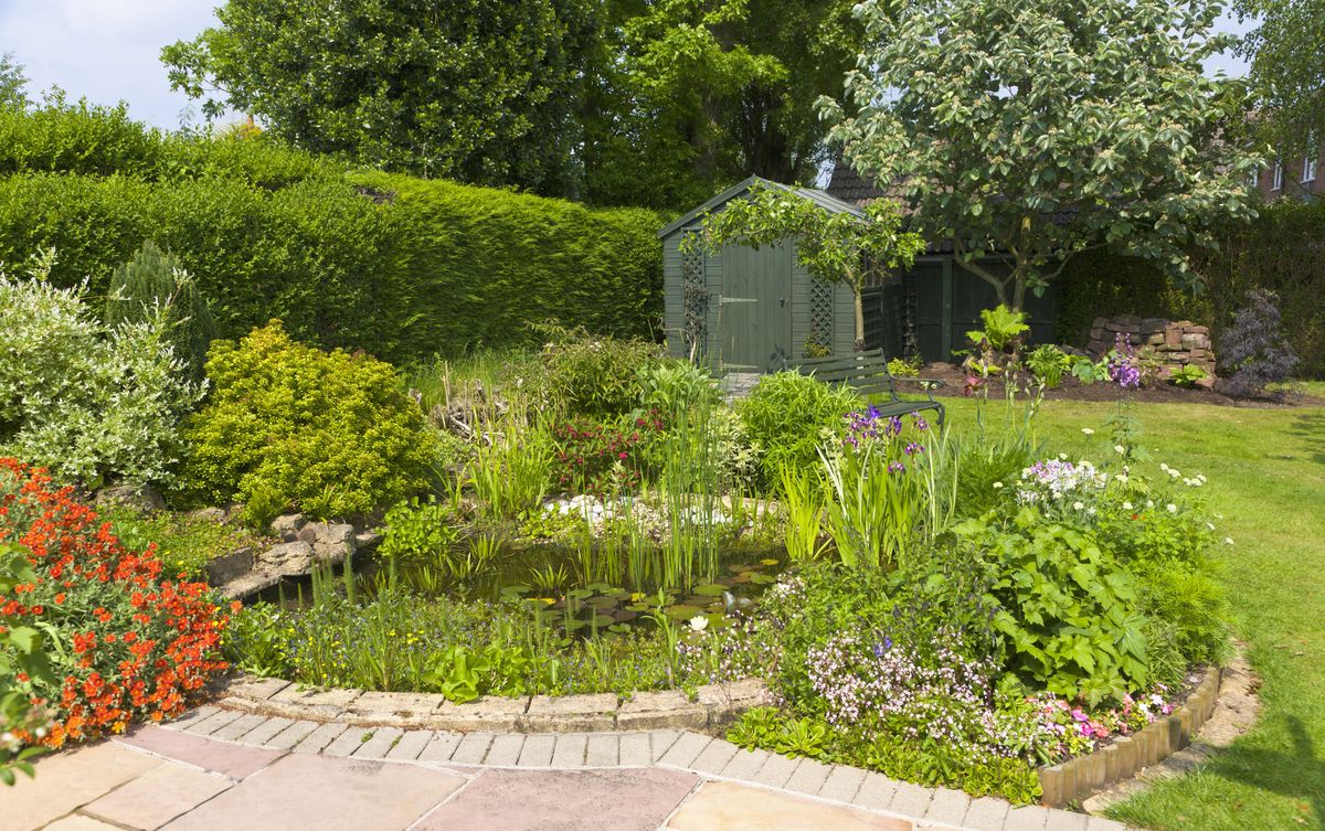 a traditional garden in summertime