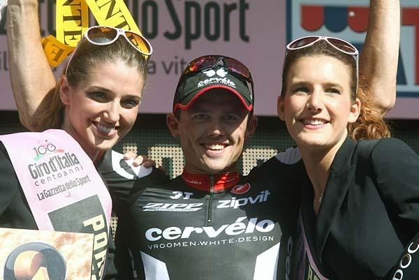 Simon Gerrans (Cervelo) on the podium.