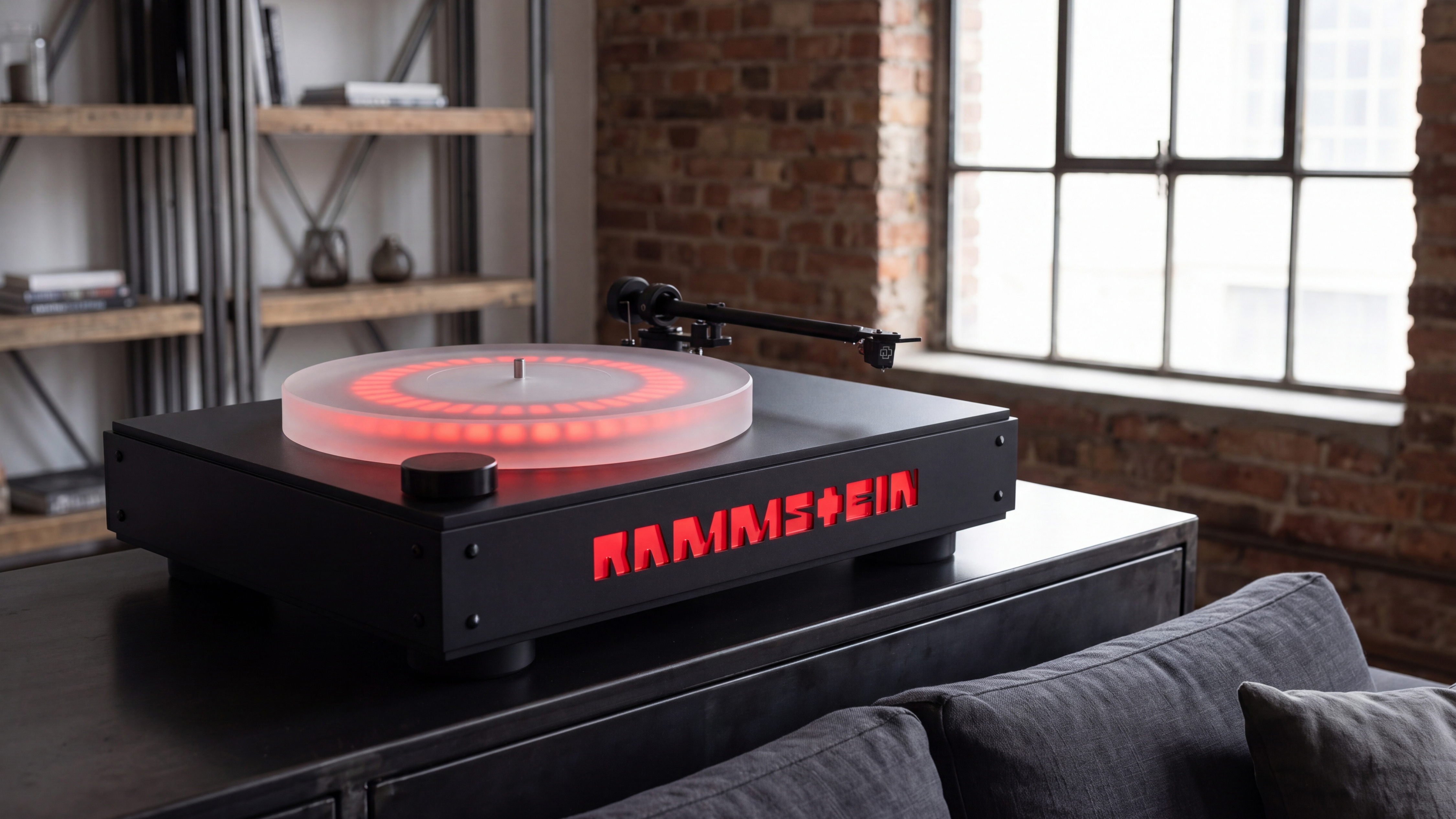 The Clearaudio Rammstein turntable, in a hi-fi listening room