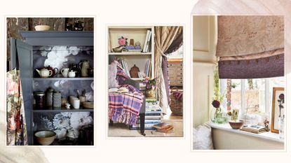 Compilation image of cupboards and windowsills in need of decluttering