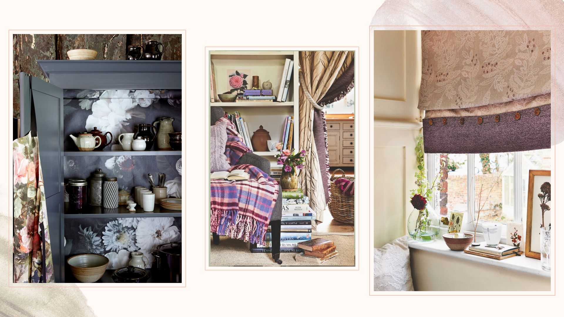 Compilation image of cupboards and windowsills in need of decluttering